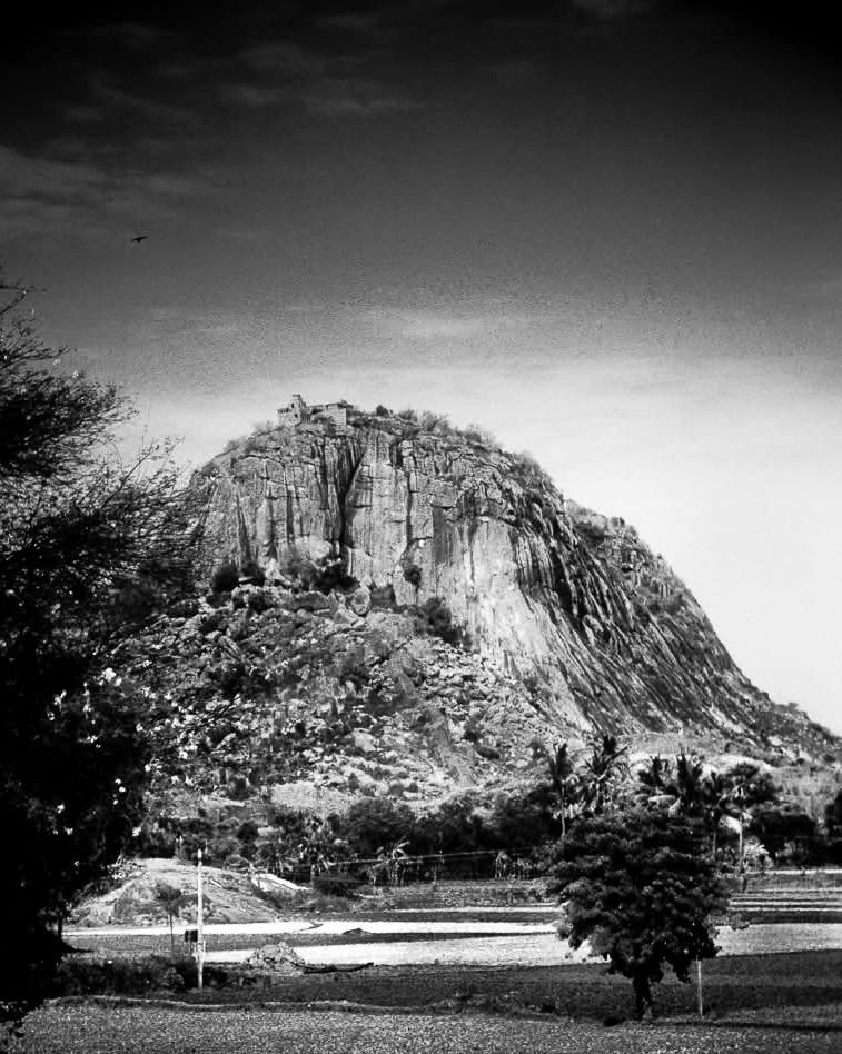 Boulder strewn view of Rajagiri hill fort from Krishnagiri hills